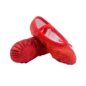 1 Pair Dance Shoes Ballet Practice Shoes Girls Slippers Canvas Ballet Shoes Slippers with Grippers for Women Yoga Flats Sneaker Slippers for Kids Toddler Red Yoga Shoes