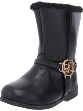 121229 Girls Toddler Faux Leather Mid-Calf Boots