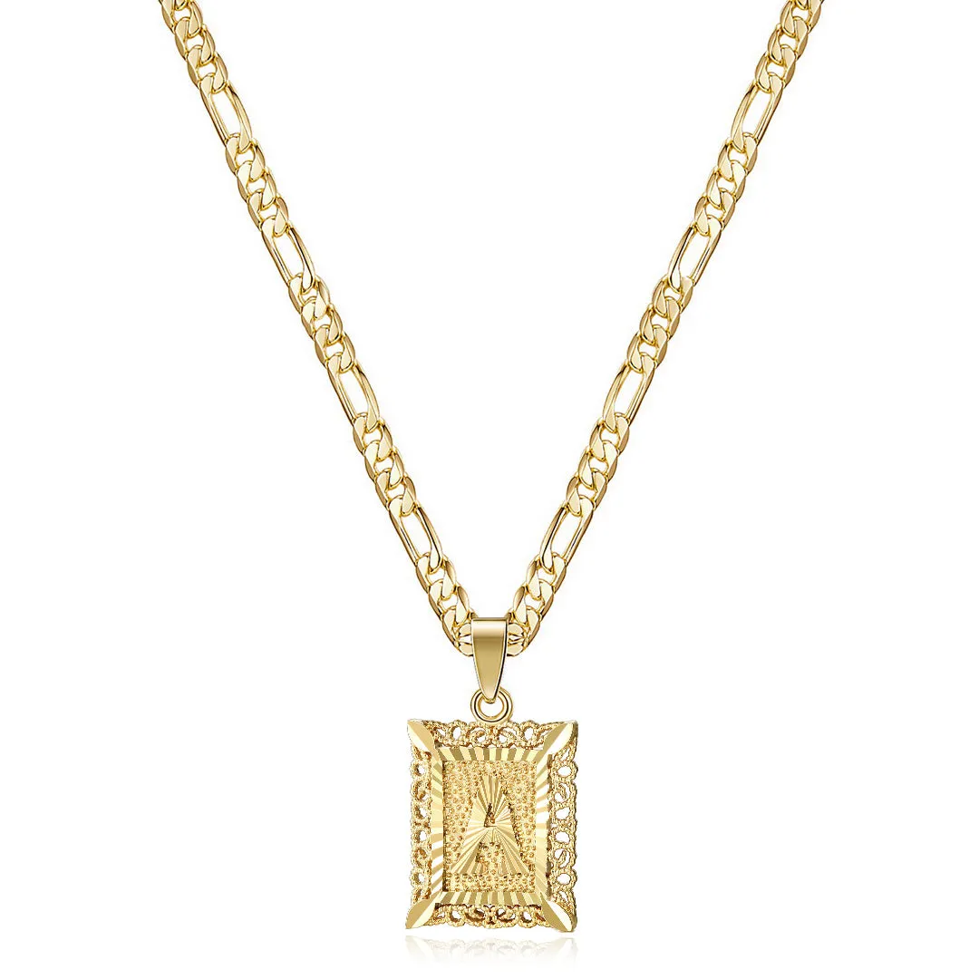 14k Gold Plated Initial Letter Pendant Necklace for Men Women