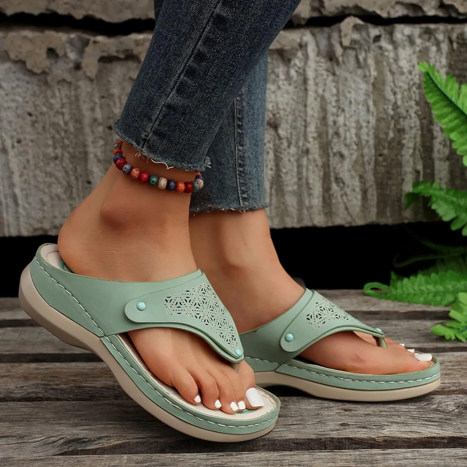 Avylays Orthopedic Sandals for Women 2025 Open Toe Summer Walking Slides Sandals Comfort Casual Cushion Wedge Sandals
