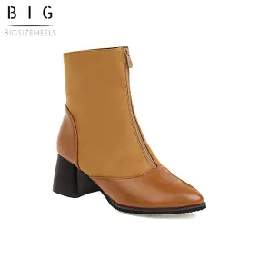 Bigsizeheels Front zipper houndstooth booties - Yellow