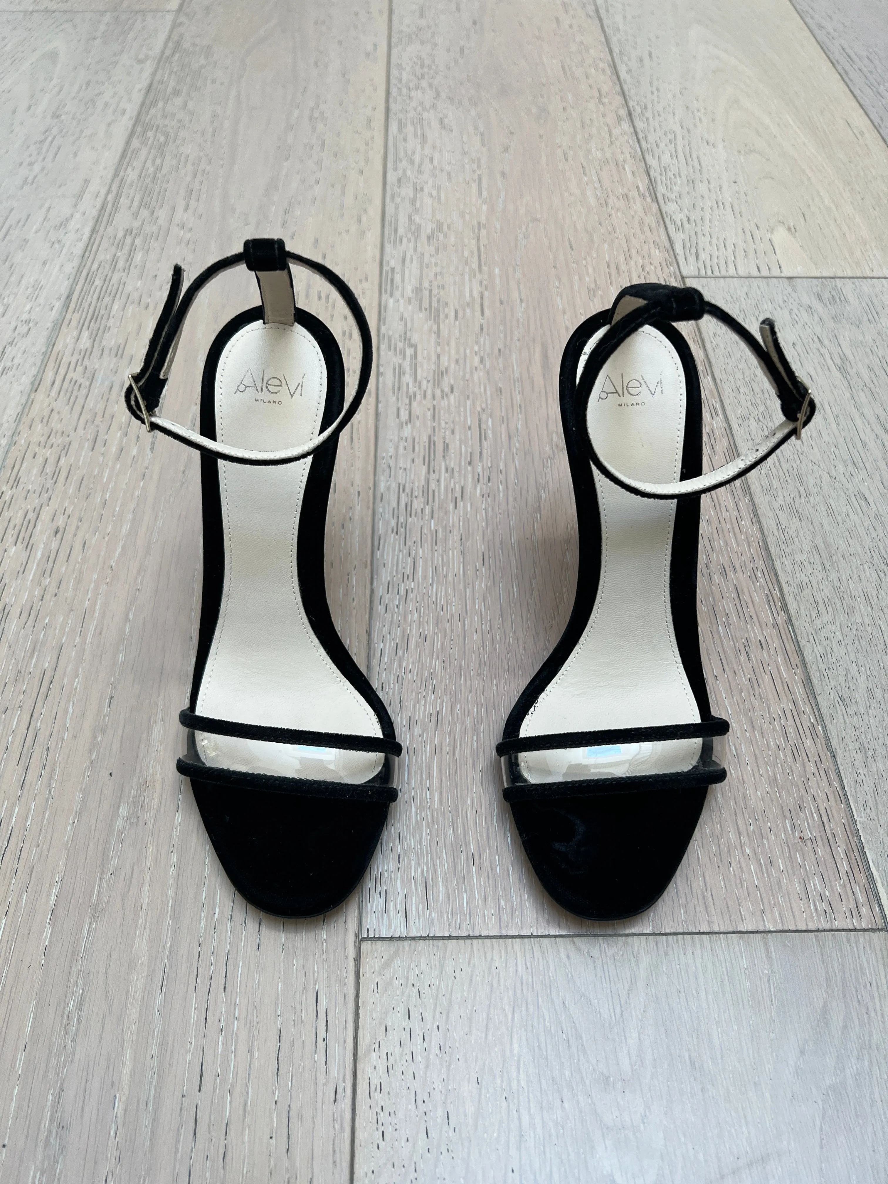 Black Suede High Heel Sandals - 7