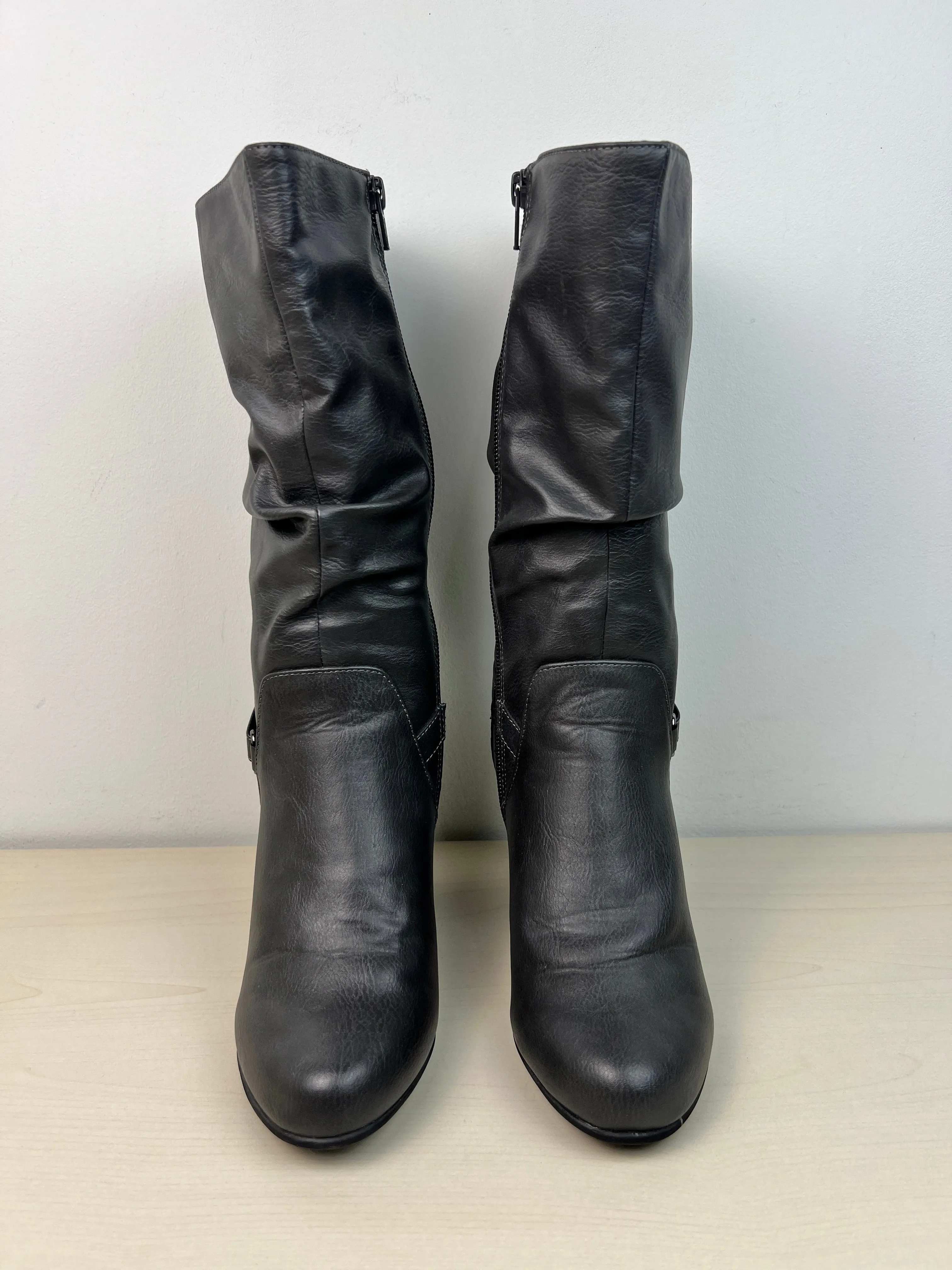 Boots Mid-calf Heels By Nine West In Grey, Size: 6.5