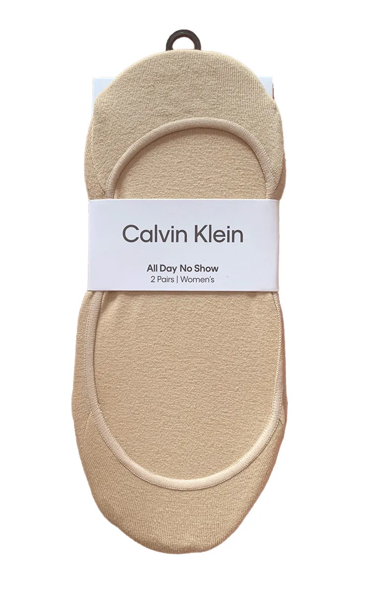 Calvin Klein 92% Cotton No Show Socks in Nude ECV523
