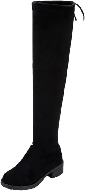 Combat Boots Womens Lug Sole Over Knee Boots Strappy Suede Thigh High Boots Knee High Boots Tall Bootie