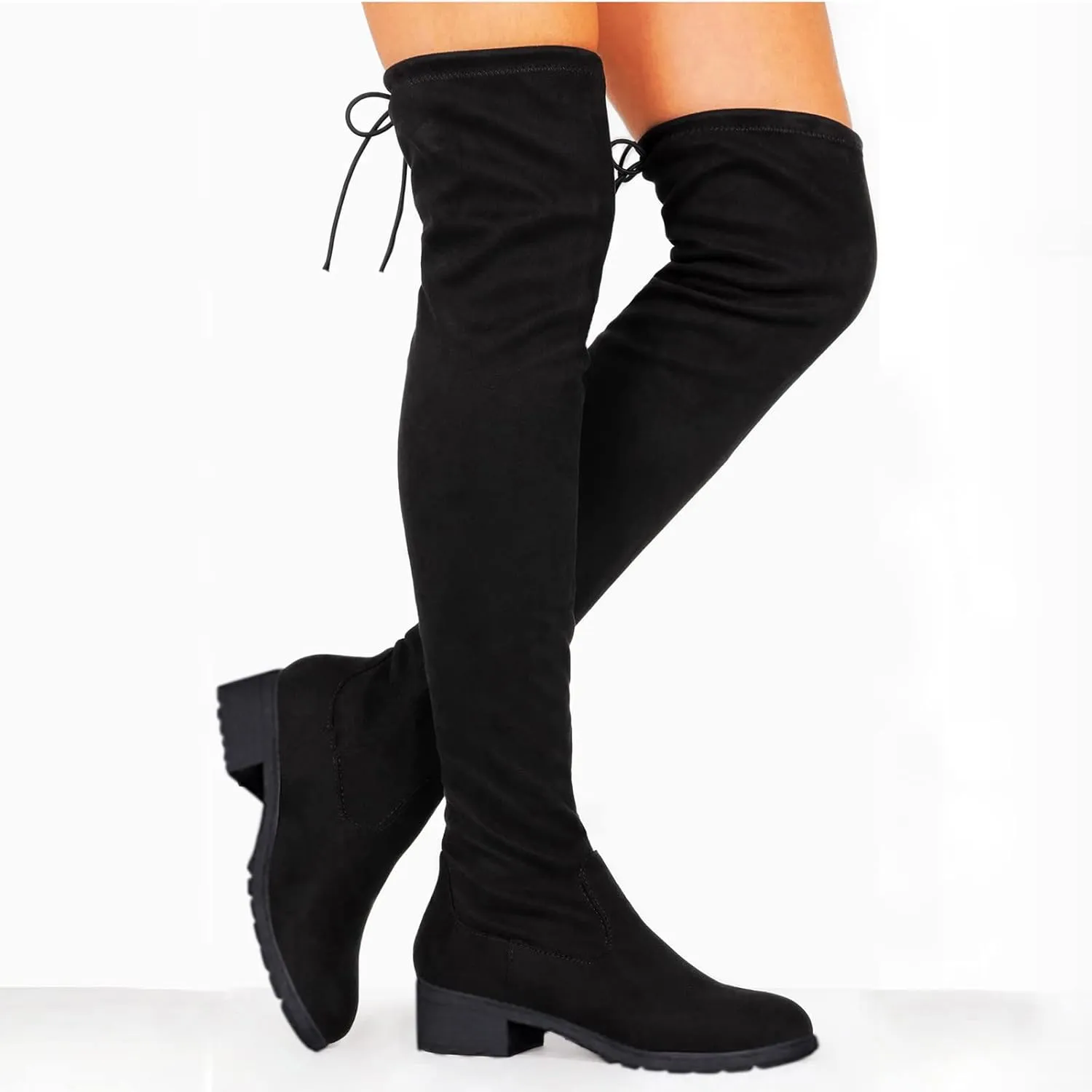 Combat Boots Womens Lug Sole Over Knee Boots Strappy Suede Thigh High Boots Knee High Boots Tall Bootie