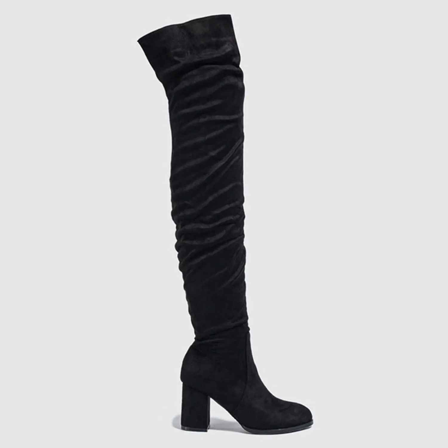 Cowboy Boots For Women Square Heel Over Knee Boots Suede Zipper Thigh High Boots Chunky Heeled Tall Long Boots