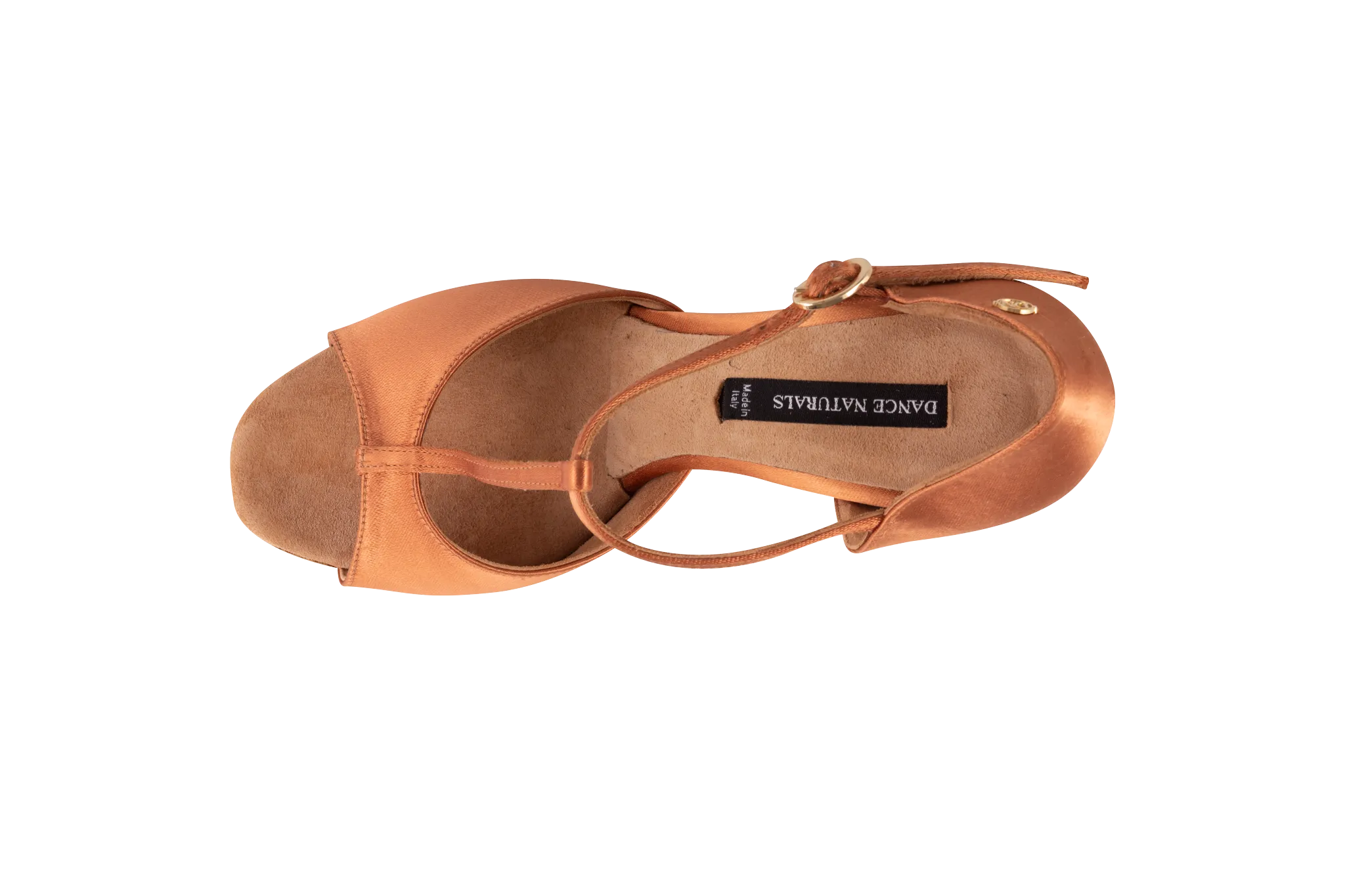 Dance Naturals 200 Fenice Brown Satin T-Strap Ladies Tango Dance Shoe with Open Toe