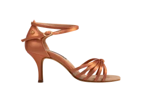 Dance Naturals 27 Diva Brown Satin Ladies Latin Dance Shoe with Knot on Vamp
