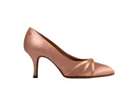 Dance Naturals 29 Locandiera Flesh Satin Pointed Toe Ballroom Shoe with Delicate Knot Detail