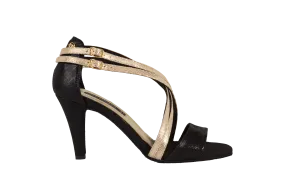 Dance Naturals 30 Fregola_sale Black Fish/Gold Fish Ladies Latin or Tango Dance Shoe with Double Straps
