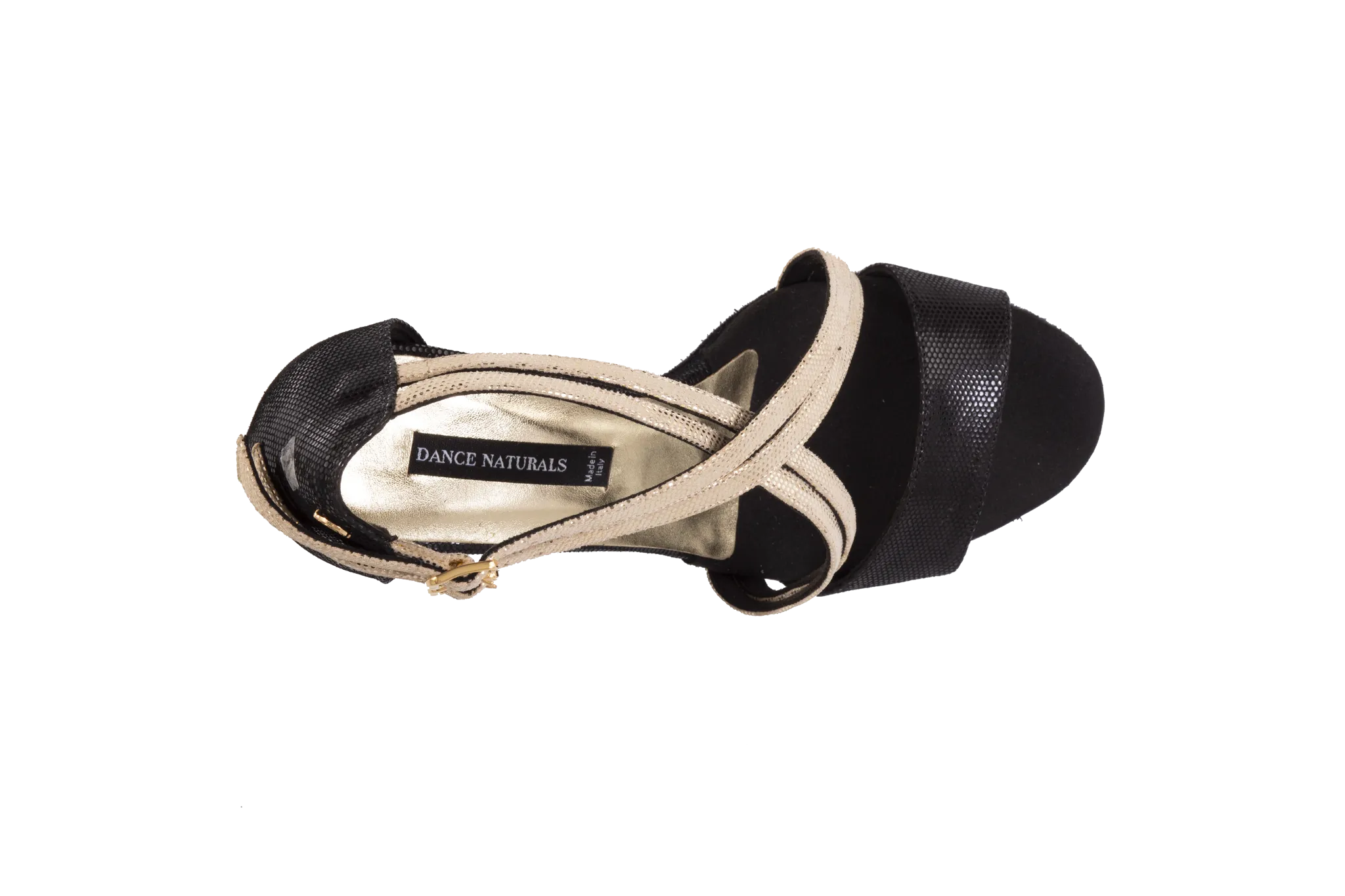 Dance Naturals 30 Fregola_sale Black Fish/Gold Fish Ladies Latin or Tango Dance Shoe with Double Straps