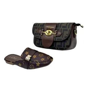 Flat Printed Loafers and Handbag Set
