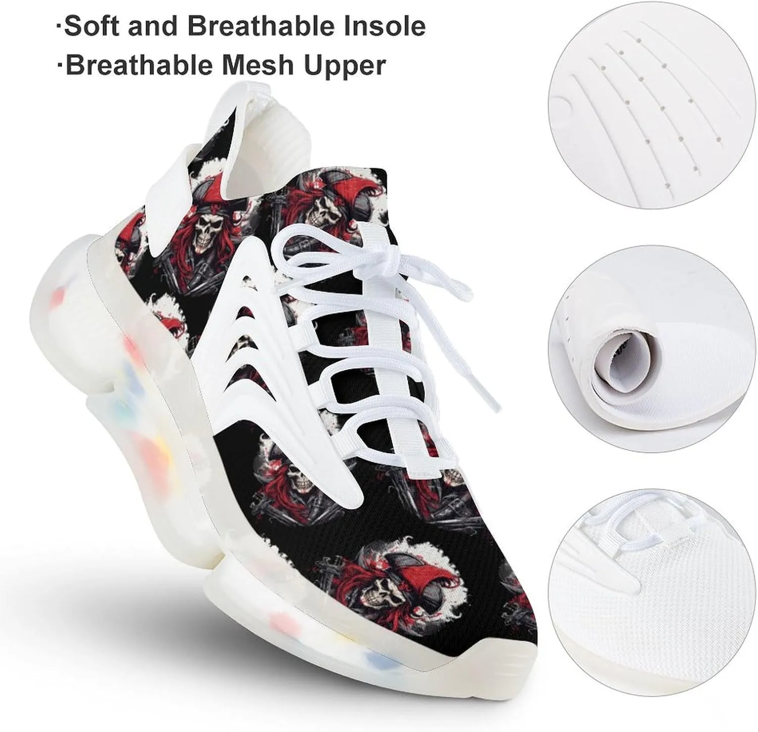 Jolly Piratees Roger Mens Sneakers Running Shoes Lightweight Athletic Shoes for Jogging Walking Gym