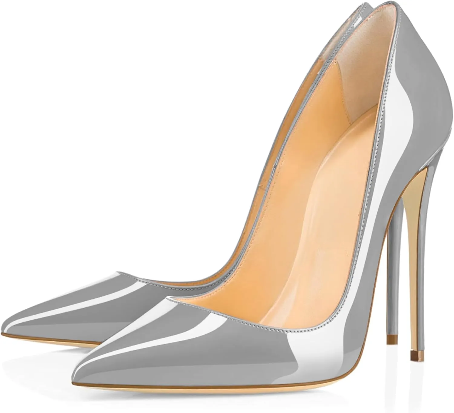 Joseywade Womens High Stilettos Heels Pointed Toe Pumps Slip-on 5 Inch Sky High Slim Thin Heel Dress Shoes