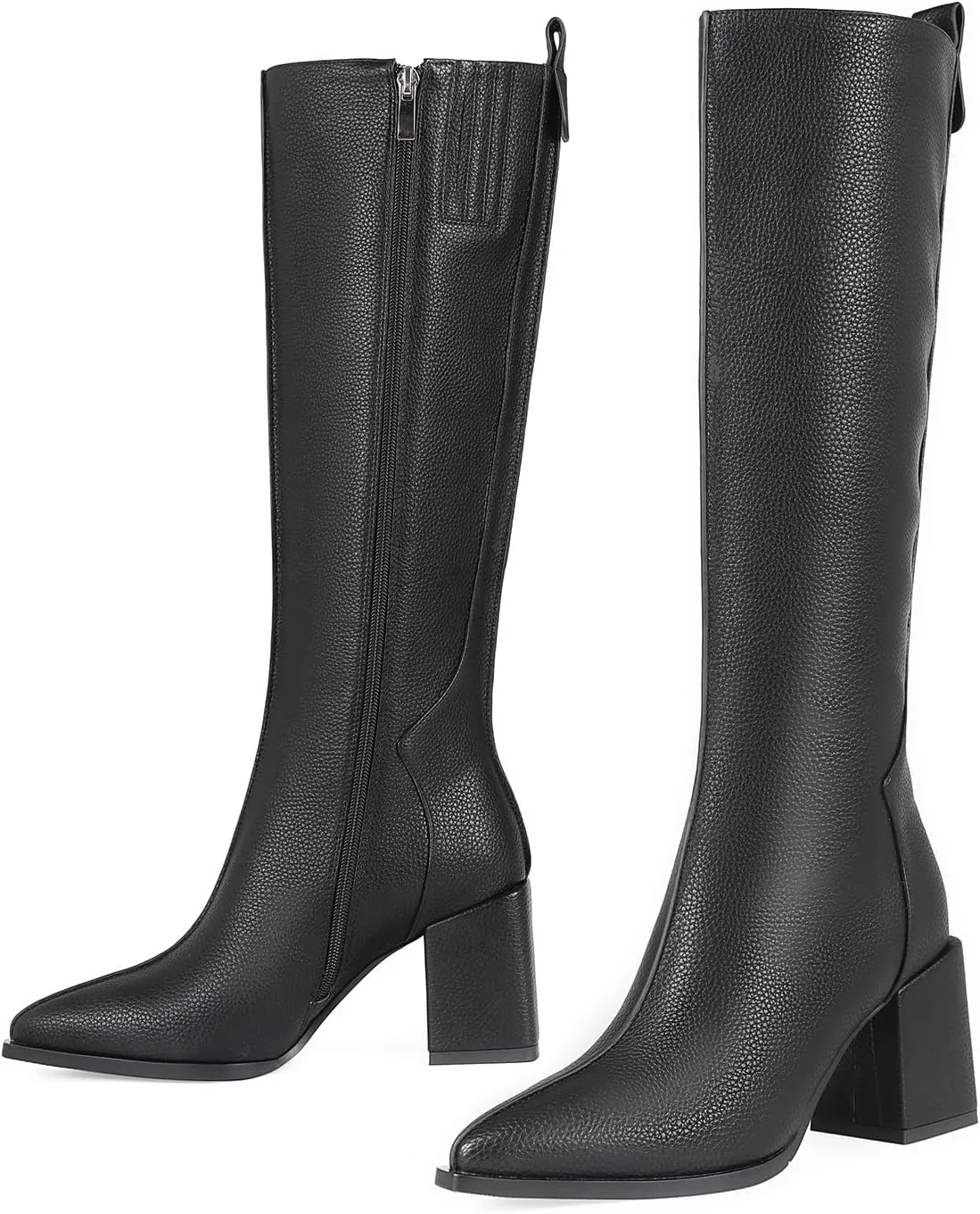 Knee High Boots for Women Pointed Toe Tall Boots Chunky Heel Long Boots Side Zipper Fashion Long Boots.
