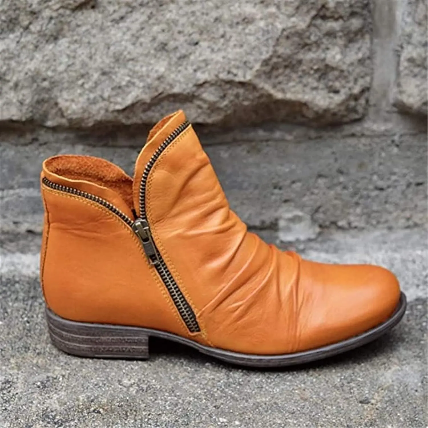 Ladmiple Cowgirl Boots Women Ankle Booties Round Toe Cowboy Western Short Booties Classic High Top Combat Walking Shoes