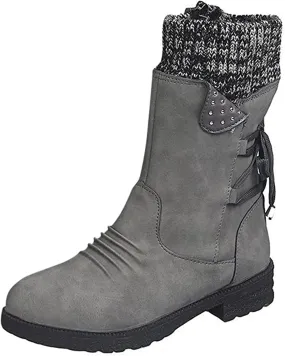 Lausiuoe Boots For Women Low Heel Sexy Western Cowboy Pointed Toe Knee High Cowgirl Wide Calf Fashion Chunky Booties