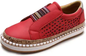Lausiuoe Shoes For Women Dressy Flats Canvas Loafers Fashion Round Toe Non-Slip Casual Comfortable Walking Slip On Sneakers