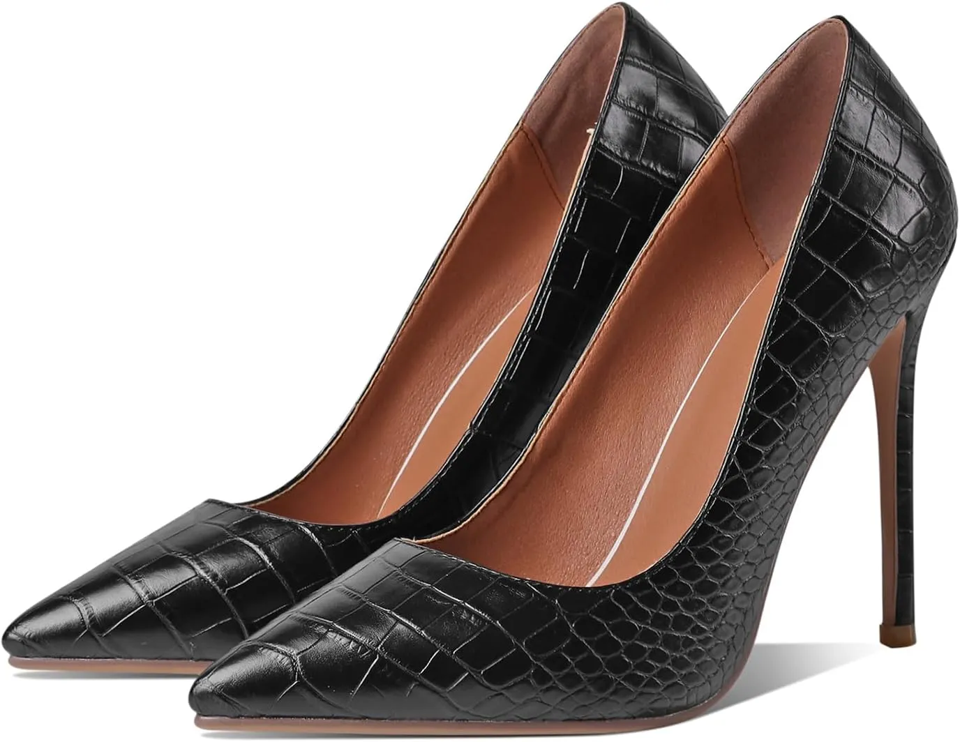 LEHOOR Women Pointed Toe Stiletto High Heels Snakeskin Slip On Stiletto Heel Pumps 5 inch Thin High Heel Sandals Closed Pointy Toe Sexy Fashion Wedding Party Evening Stilettos 4-11 M US