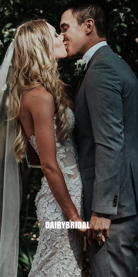 Mermaid Lace Slit Sweetheart Backless Wedding Dresses, FC2005
