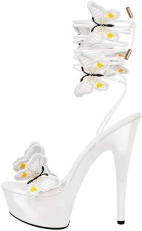 MissHeel Butterfly Heels Lace Up Platform High Heel Sandals
