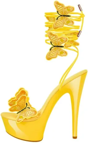 MissHeel Butterfly Heels Lace Up Platform High Heel Sandals