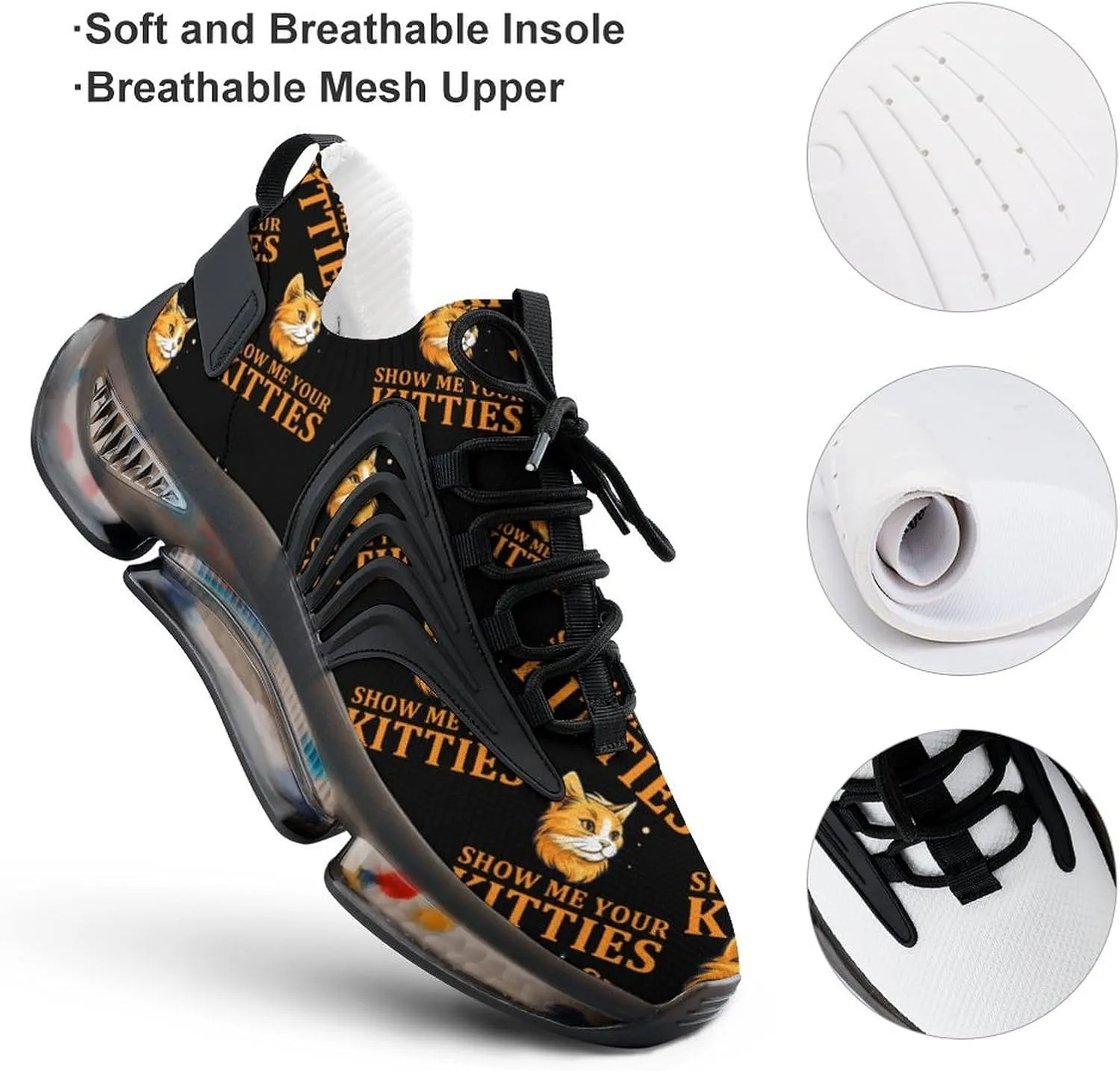 Show Me Your Kittie's Mens Sneakers Running Shoes Lightweight Athletic Shoes for Jogging Walking Gym