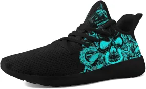 Skull Walking Shoes for Men Mesh Athletic Road Running Shoes Lightweight Breathable Halloween Training Sports Shoes Tennis Walking Sneaker