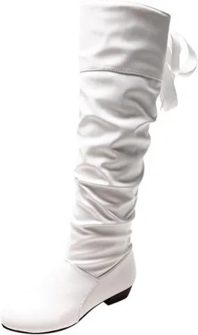 Winter Boots for Women Fashion Knee High Boots Women Low Heel Women's Winter Boots Lace Up Leather Boots Shoes