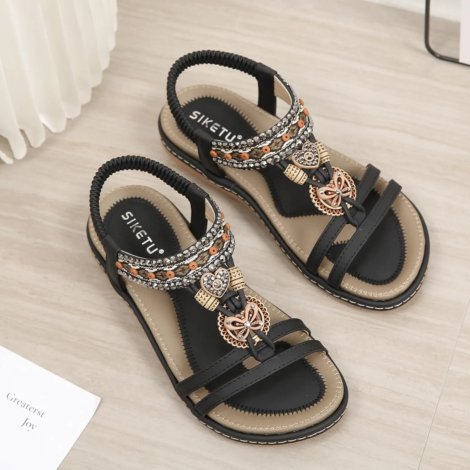 Women's Elastic Strap Bohemian Sandals Comfortable Ankle Strap Outdoor Walking Shoes Banquet Sandals for Women