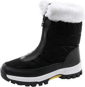 Women's Platform Mid Calf Boots Fashion Women Winter Water Proof Flat Zipper Keep Warm Snow Boots Platform Sole Boots