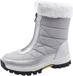 Women's Platform Mid Calf Boots Fashion Women Winter Water Proof Flat Zipper Keep Warm Snow Boots Platform Sole Boots