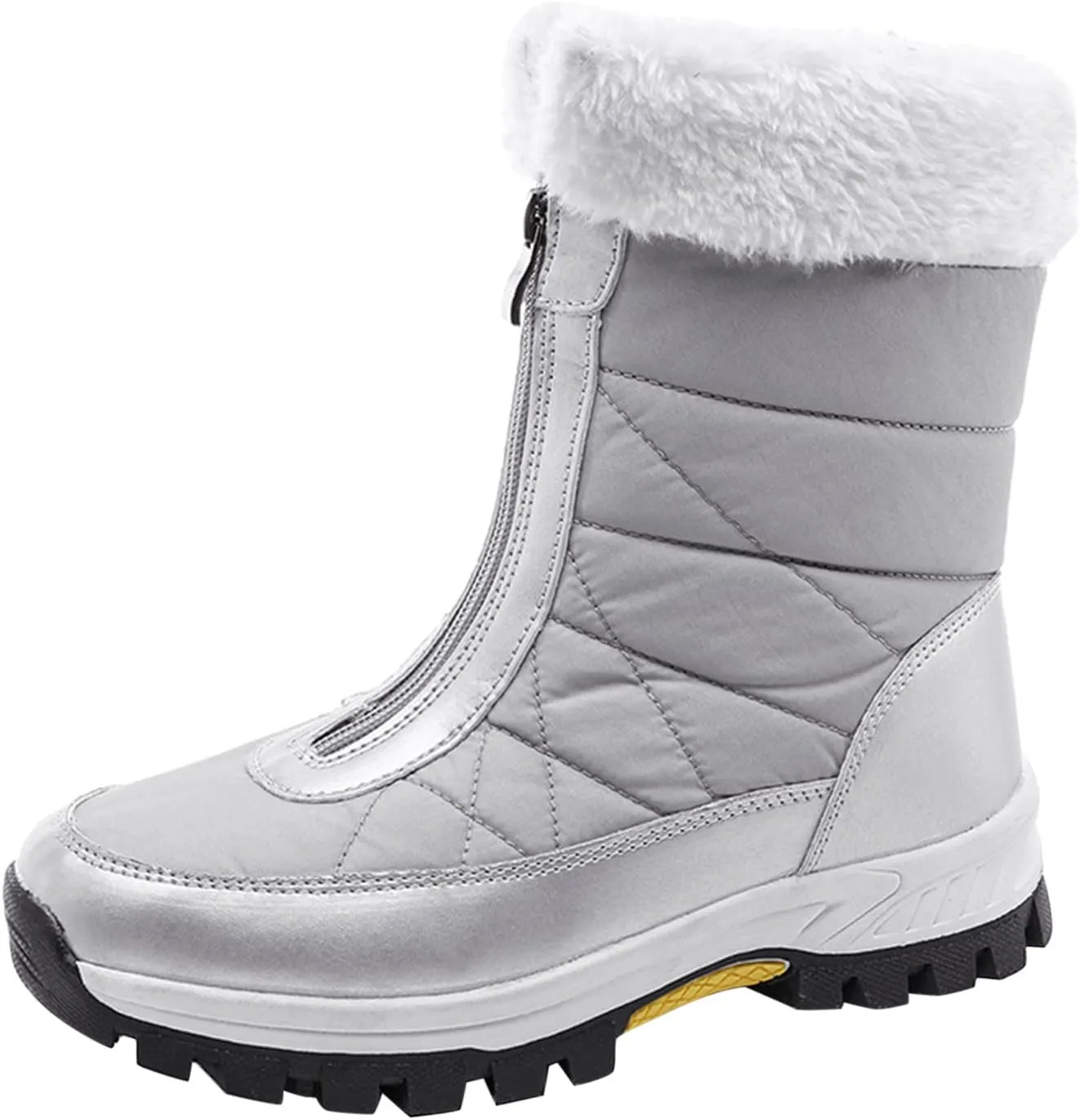 Women's Platform Mid Calf Boots Fashion Women Winter Water Proof Flat Zipper Keep Warm Snow Boots Platform Sole Boots