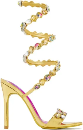 Women's Rhinestone Jewel Spiral Ankle Wrap Strap High Heels Sandals Open Toe Stilettos Heels Satin Party Shoes