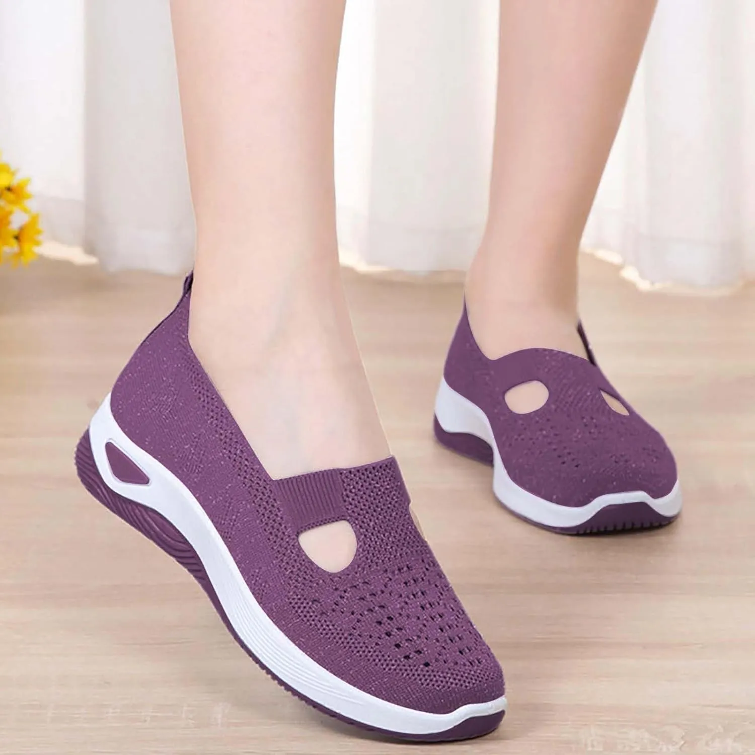 Women's Woven Orthopedic Breathable Soft Walking Walking Shoes Women Jogging Dress Casual Shoes Waterproof Sneakers Slip On Tennis Shoe White Loafers