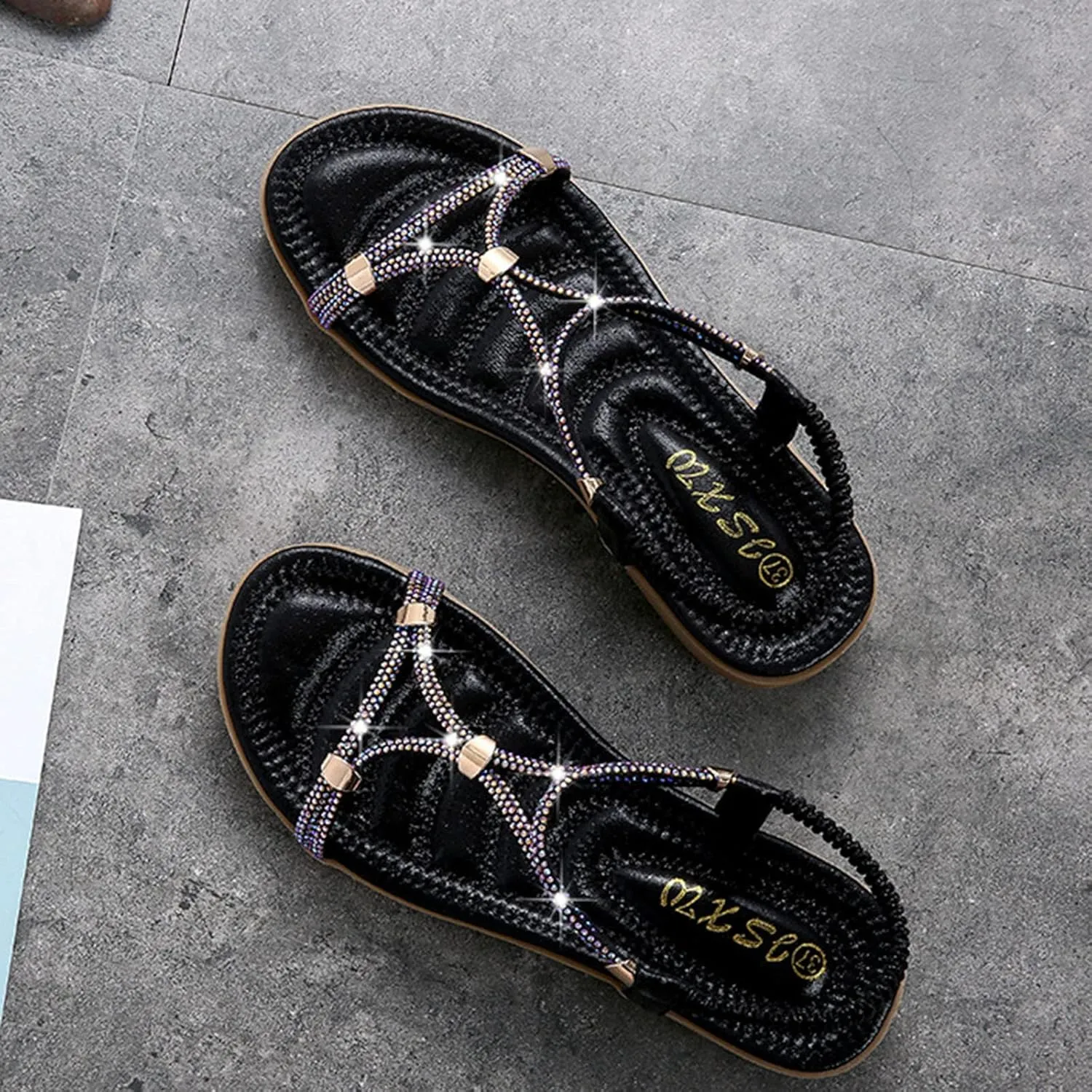 Yoga Mat Comfortable Flat Sandal for Women Comfortable Water-Resistant Shoes Comfortable Walking Flat Sandals