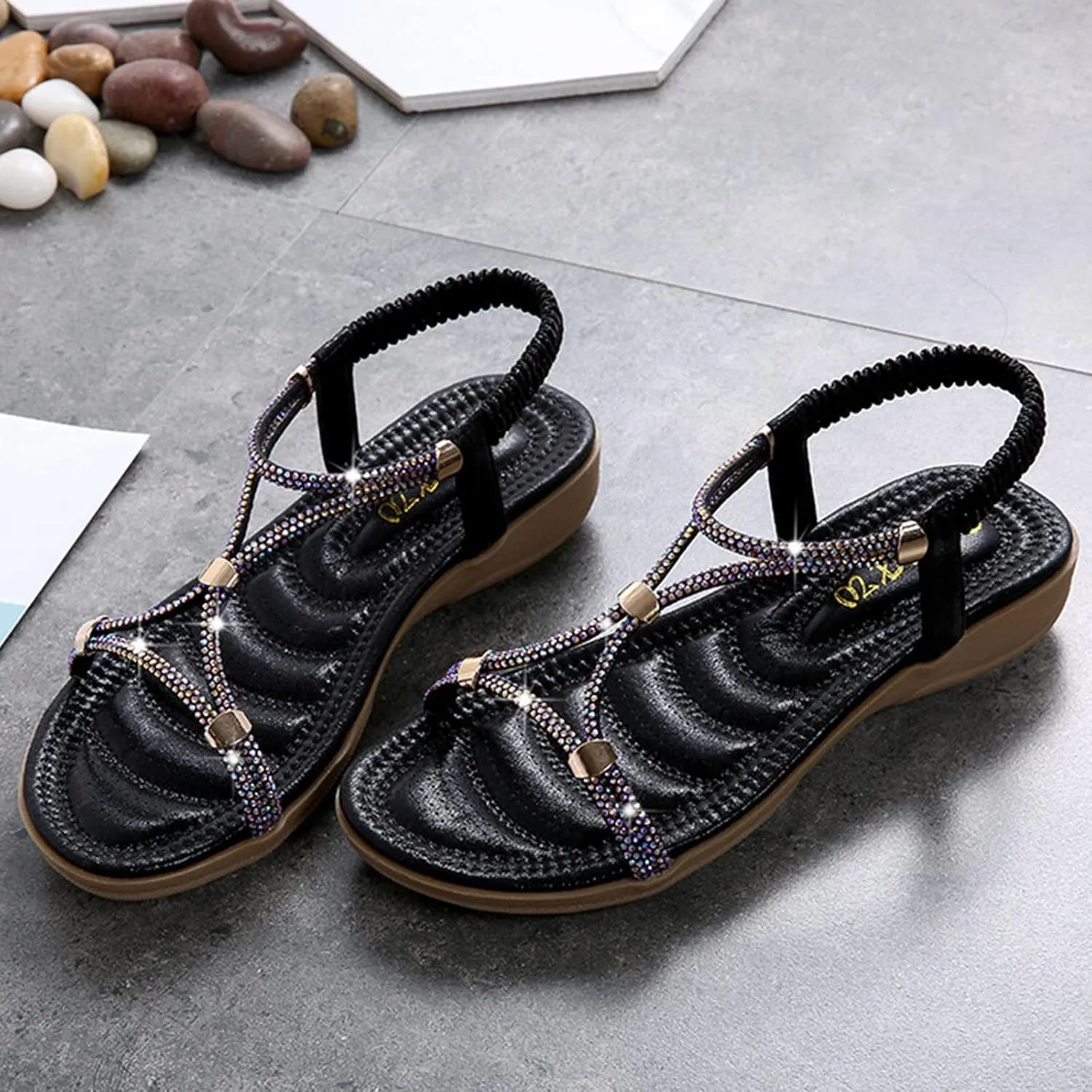 Yoga Mat Comfortable Flat Sandal for Women Comfortable Water-Resistant Shoes Comfortable Walking Flat Sandals